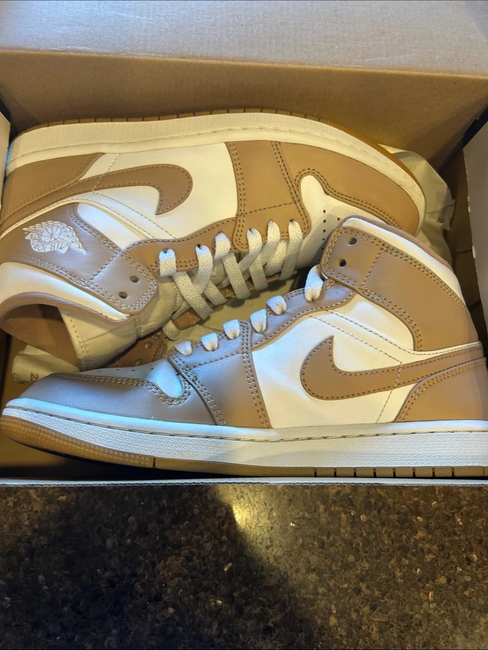 Jordan High Top Sneakers in White and Tan
